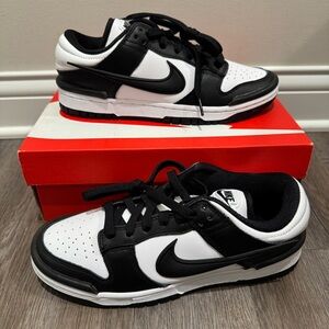 Nike Dunk Low Twist Black White Panda Leather Sneakers